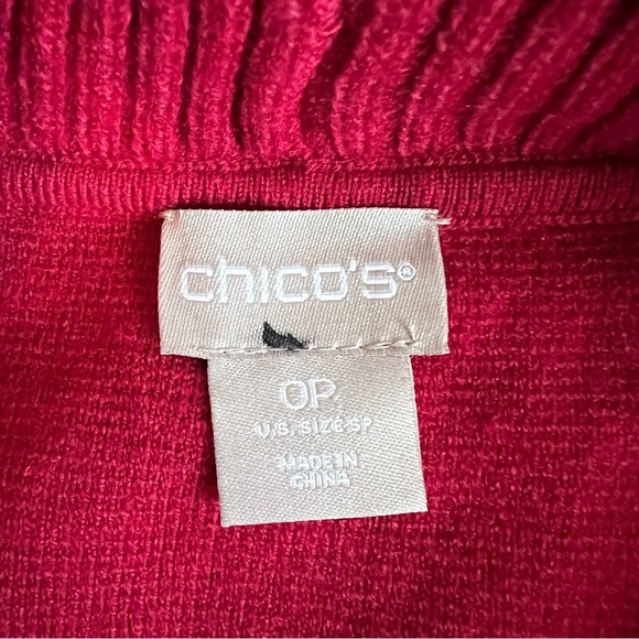 CHICO’S Red Long Open Front Cardigan Small Petite - Picture 4 of 7